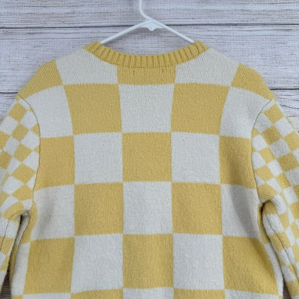 Vans Yellow & White Checkerboard Cardigan Sweater - Picture 4 of 14